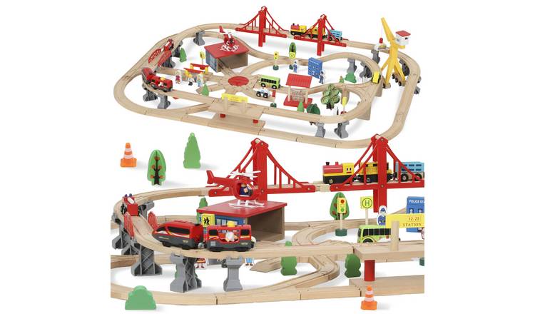 AIYAPLAY 133 Piece Age 3 Years and Over Wooden Train Set – Natural