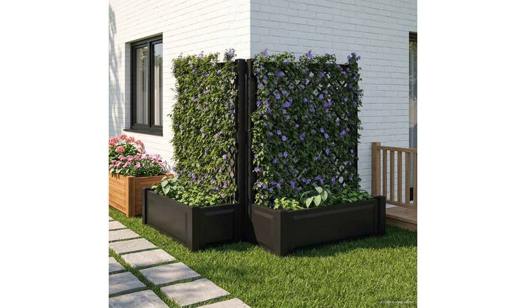 Walplus Set of 2 Planter with Trellis - Anthracite - 143 x 143 x 133.5 cm