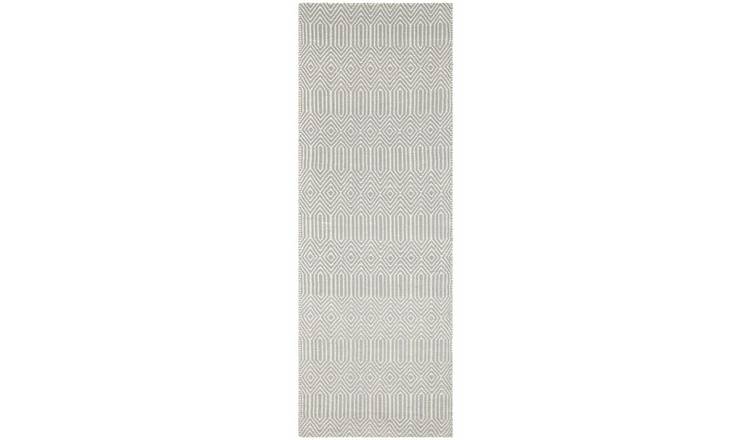 Mega Flooring Silver Handmade Geometric Rug - 66 x 200cm