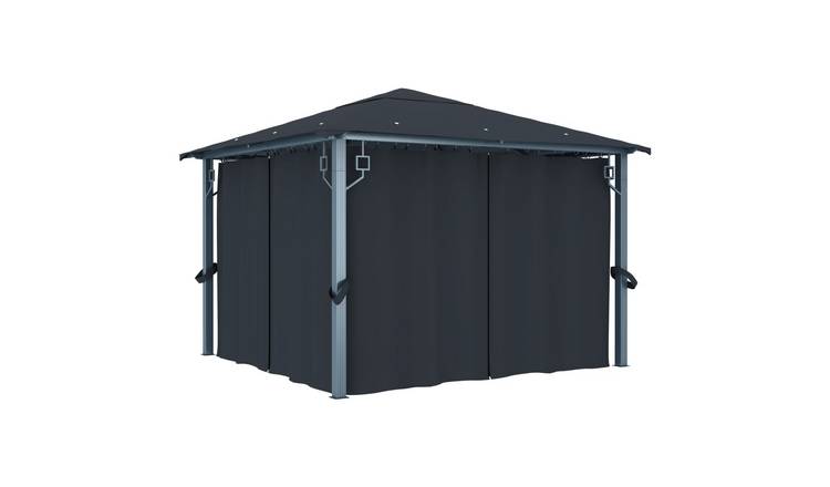 Walplus 300 x 300 cm Aluminium Gazebo with Curtain - Anthracite