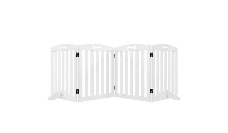 PawHut 4-Panel MDF Freestanding Dog Gate - 207.5x61cm - White