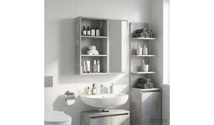 Walplus Engineered Wood Bathroom Wall Cabinet - Concrete Grey - 40 x 14 x 70 cm