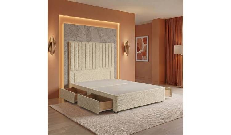 Somnior Heritage Tweed Divan Base 4 Draw 54" Headboard - Natural/Super King