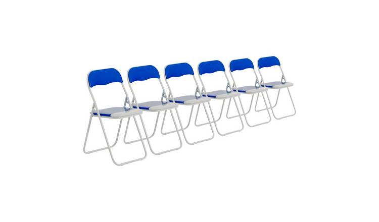 Harbour Housewares Coloured Padded Folding Chairs - Blue - Pack of 6