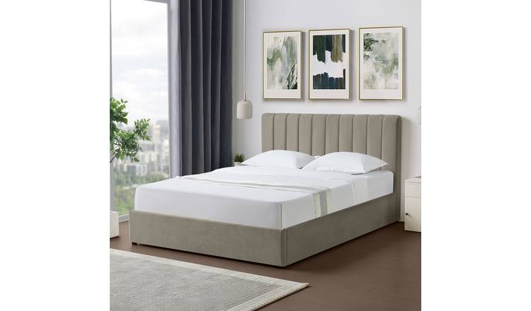 Artemis Home Evelynne Fabric 150cm King Ottoman Bed with Storage - Light Brown