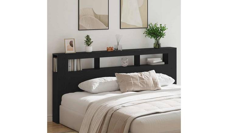 Walplus Engineered Wood LED Headboard - Black Ash - 220 x 18.5 x 103.5 cm