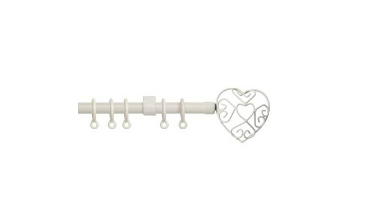 New Edge Blinds 13-16mm Cream Extendable Heart Curtain Pole - 120cm - 210cm
