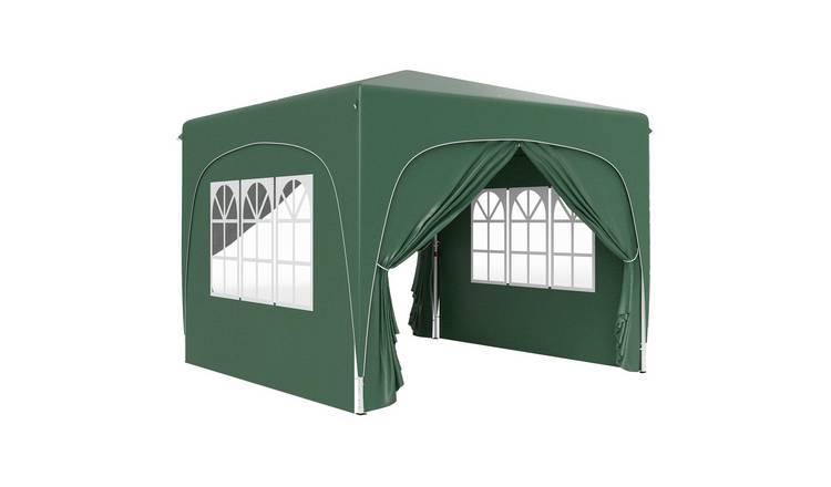 Outsunny Pop Up Gazebo with Side Panels and Carry Bag - Dark Green