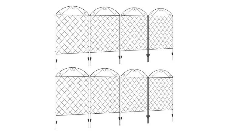 Outsunny Set of 4 Rustproof Metal Garden Fence Panels – Black