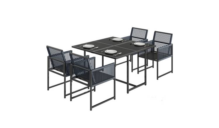 Outsunny 4 Seater Foldable Garden Dining Set - Dark Grey
