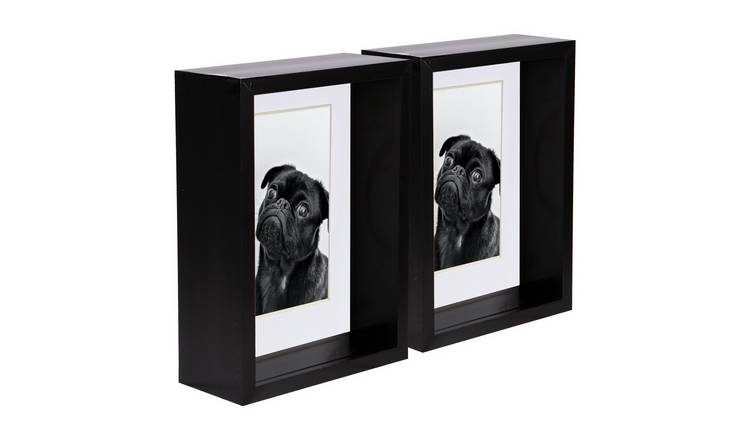 Nicola Spring 3D Deep Box Photo Frames - 5" x 7" with Mount - Set of 5 - Black