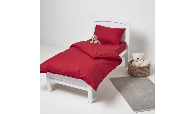Homescapes Egyptian Cotton Cot Bed Duvet Cover Set - Red