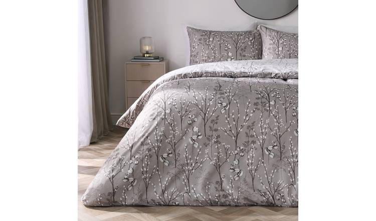 OHS Duvet Cover Set Willow Reversible Bedding Grey - Super King