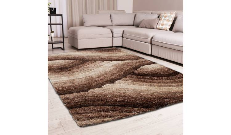 DS Living Ultra Plush Wave Shaggy Rug - Mocha - 230x160cm