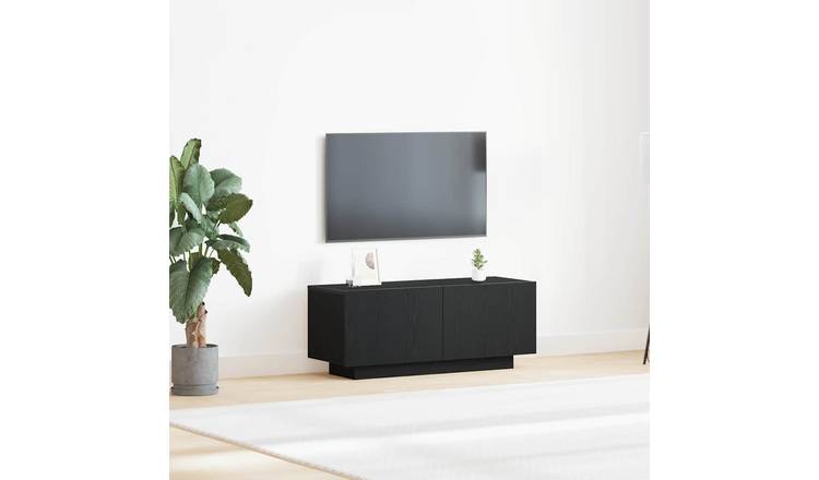 Walplus 2 Door Engineered Wood TV Cabinet - Black Oak - 100 x 35 x 40 cm