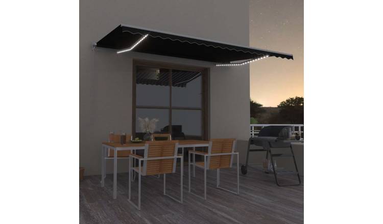 Walplus Electric Polyester Retractable Awning - Anthracite - 500x350 cm