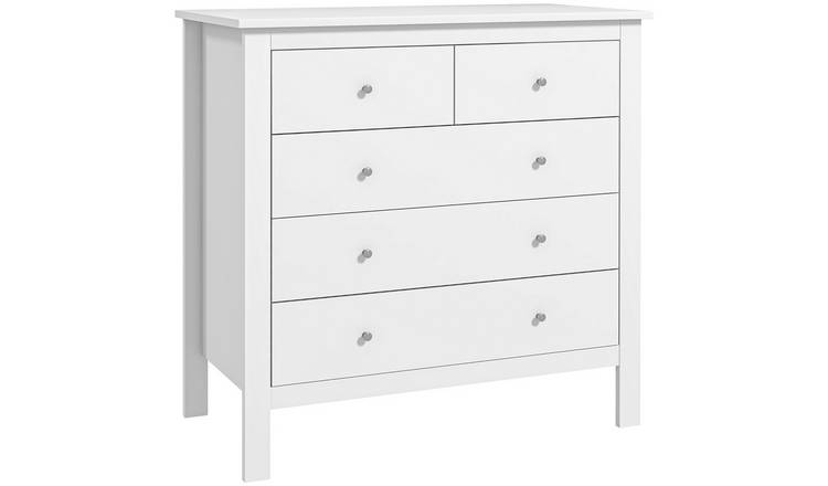 HOMCOM 5 Drawer Modern Chest of Drawers for Living Room - White