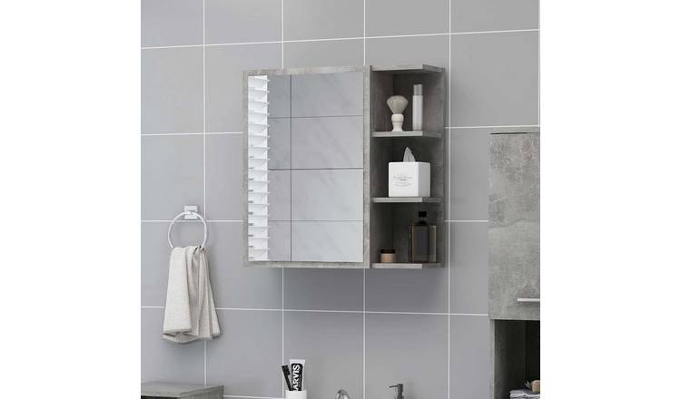 Walplus Medium Mirror Cabinet - Concrete Grey - 62.5 x 20.5 x 64 cm