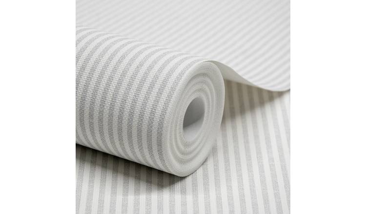 Grandeco Pinstripe Nursery Textured Wallpaper - Grey