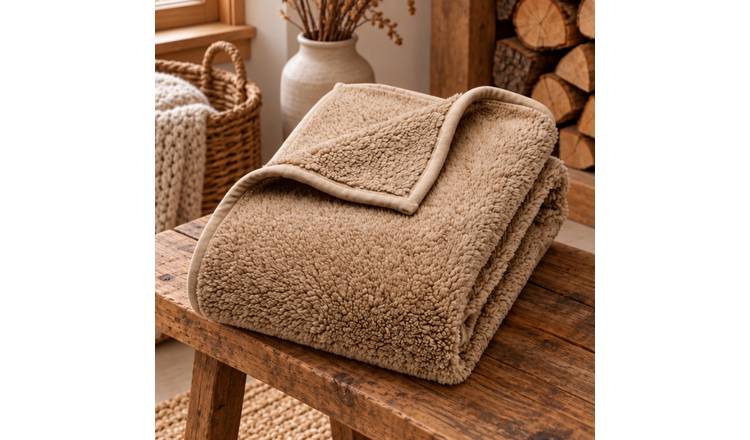 Deyongs Luxury Soft Teddy Fleece Throw Blanket 130x170cm Borgan - Taupe