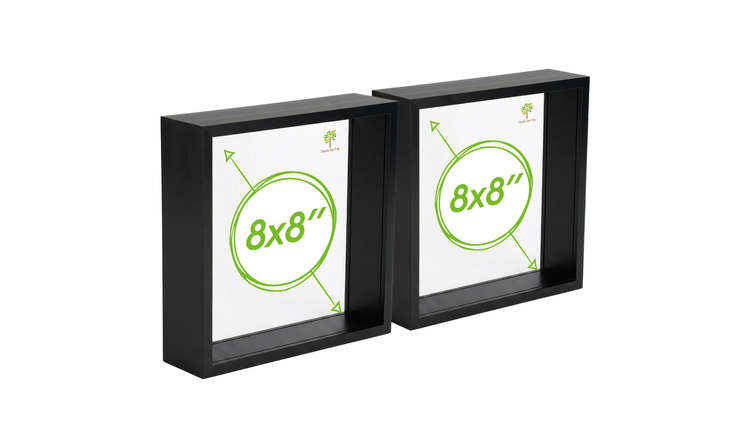 Nicola Spring 3D Deep Box Photo Frames - 8 x 8" - Set of 2 - Black