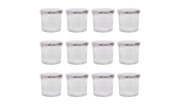 Argon Tableware Glass Jam Jars with Lids - Pack of 12