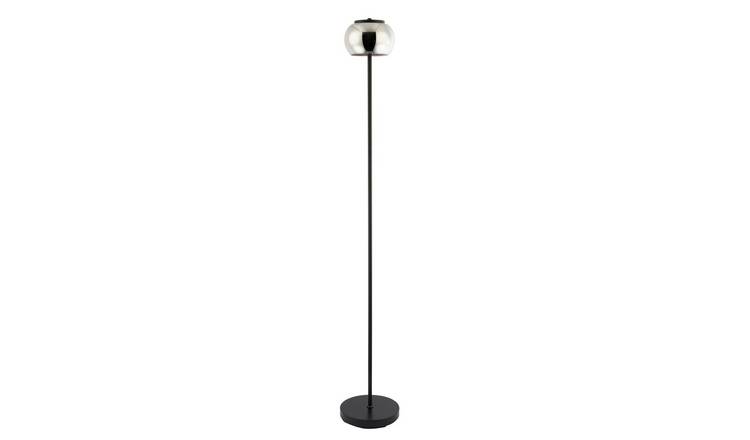 Happy Homewares LED in Matte Black with Smoked Glass and Foot Floor Lamp - 23cm
