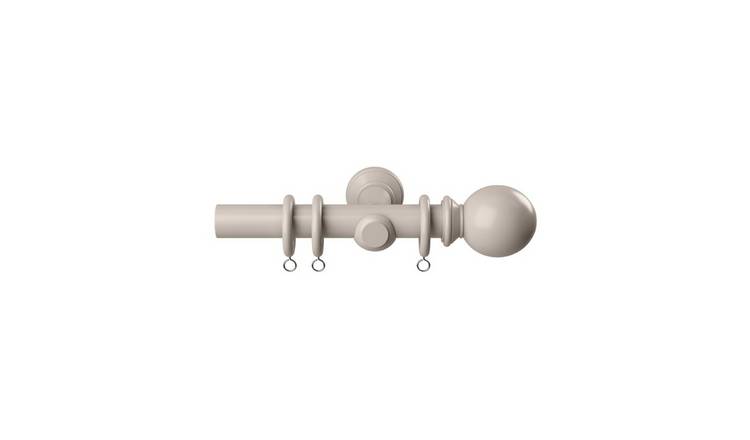New Edge Blinds 28mm Grey Premium Wooden Curtain Poles Set - 190cm