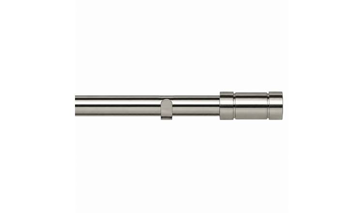 New Edge Blinds 28mm Satin Silver Aspect Fixed Eyelet Curtain Pole - 80cm