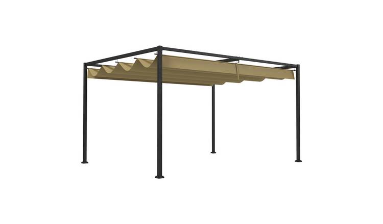 Outsunny Metal Retractable Roof Pergola – Khaki