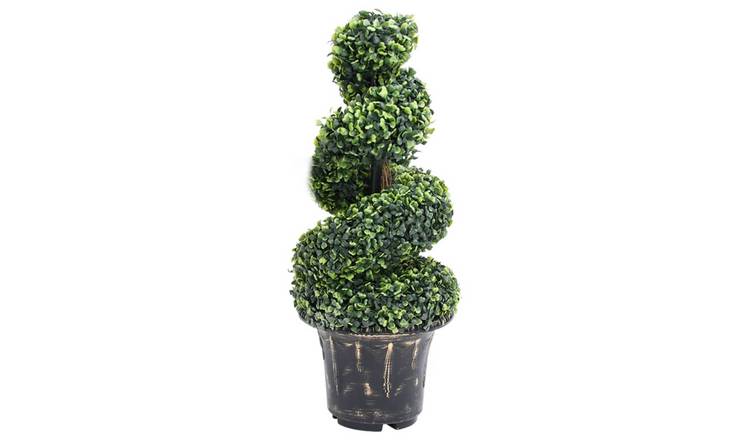 Walplus Artificial Boxwood Spiral Plant with Pot - Green - 89 cm