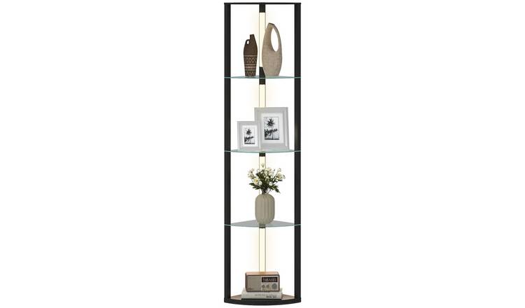 HOMCOM LED Shelf Floor Lamp MDF And Frosted Glass - Black