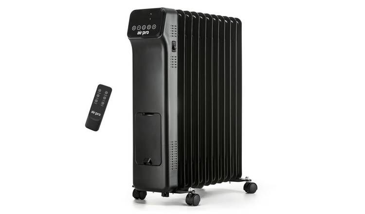 Air Pro Oil-Filled Electric Radiator 2500W with Thermostat, 9 Hour Timer - Black