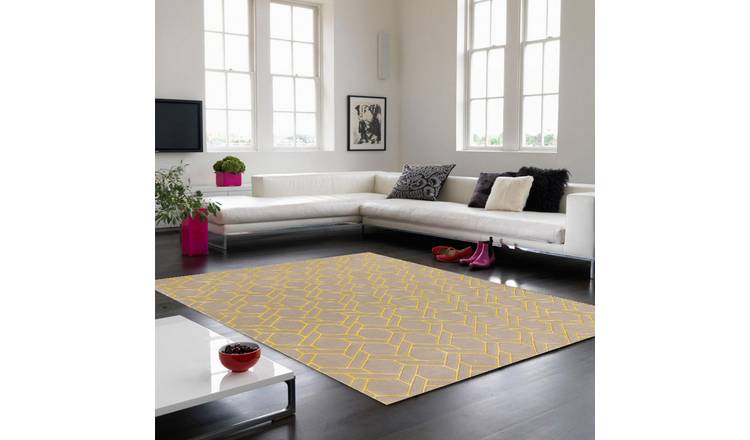 Mega Flooring Silver Handmade Chequered Rug - 120 x 170cm