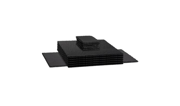 Argon Tableware 13 Piece Square Slate Placemats & Coasters Set