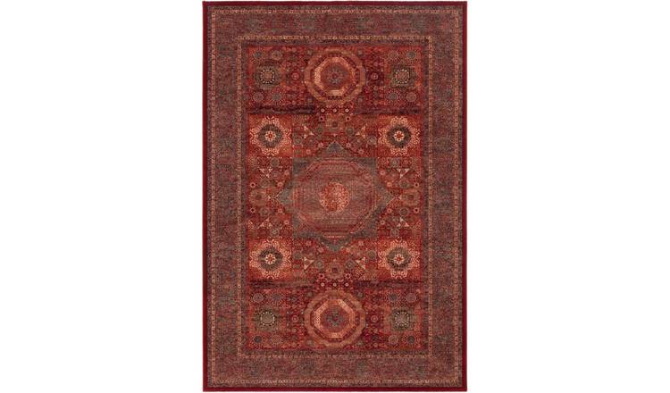 Mega Flooring Red Traditional Bordered Rug - 135 x 200cm