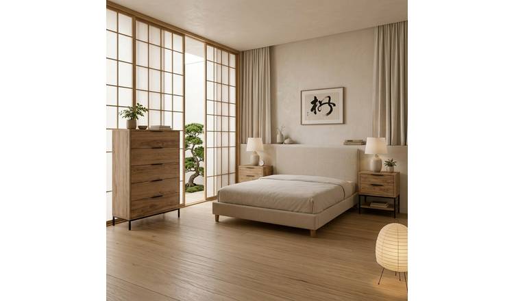 Decortie Mars 5-Drawer Chest of Drawers and 2 Bedside Tables - Oak Effect