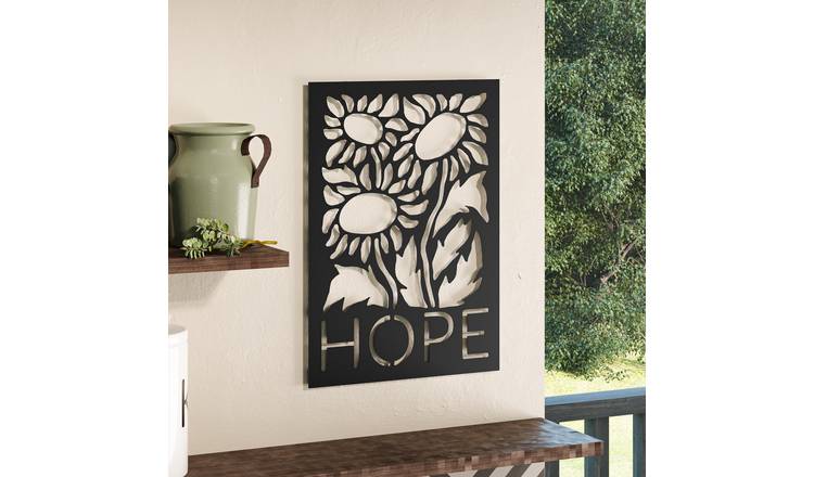 Decortie Metal Decorative Hope Wall Art Metal Wall Hanging - Black