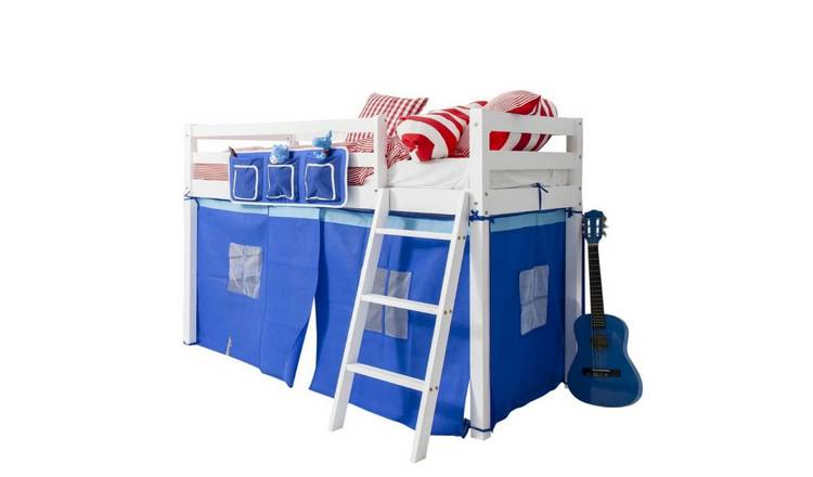 Noa & Nani Ontario Shorty Cabin Bed Midsleeper With Blue Tent - White