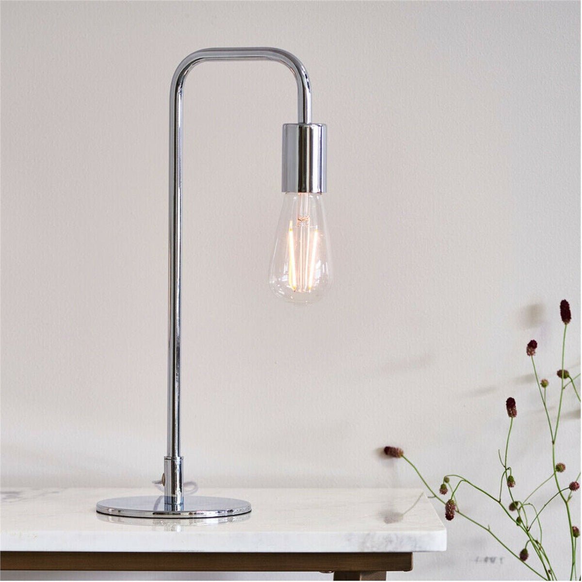 Loops Direct LED Compatible Steel Table Lamp - Chrome - Image 2