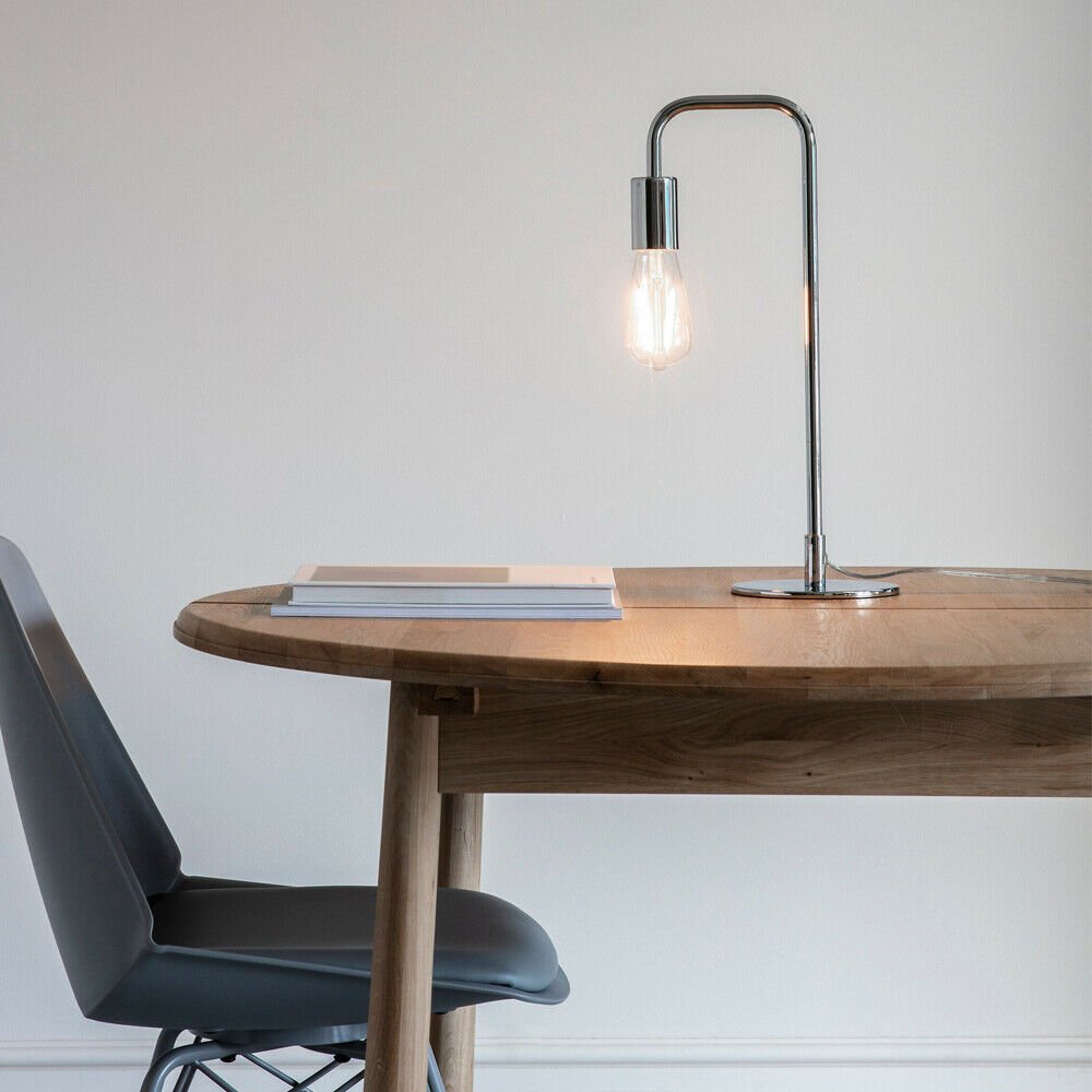 Loops Direct LED Compatible Steel Table Lamp - Chrome - Image 6