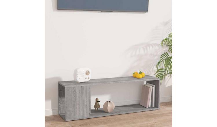 Walplus Engineered Wood TV Cabinet - Grey and Oak - 100 x 24 x 32 cm