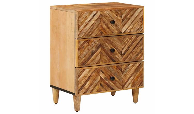 Walplus Solid Wood Bedside Unit - Brown - 50 x 33 x 60 cm