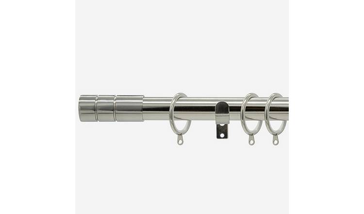 New Edge Blinds Stainless Steel 28mm Barrel Fixed Metal Curtain Pole - 125cm