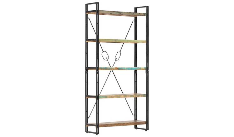 Walplus 5 Tier Solid Wood Bookcase - Brown - 90 x 30 x 180 cm