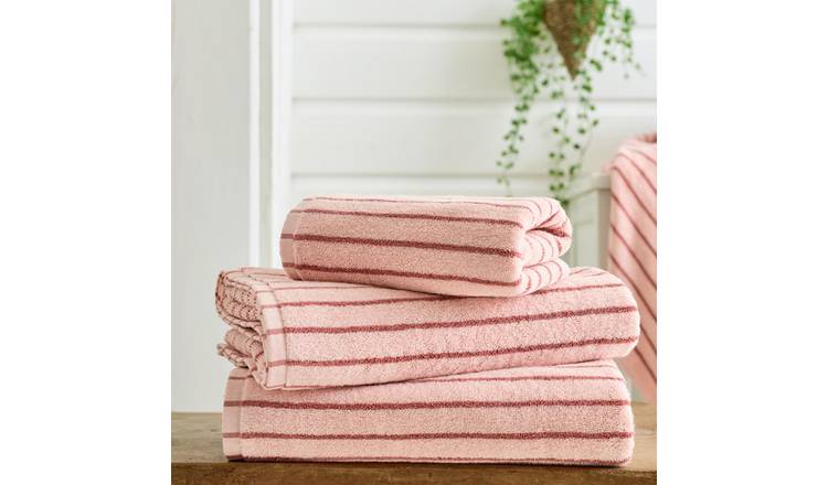 Deyongs Malmo Stripe Cotton Hand Towel - Pink & Rose