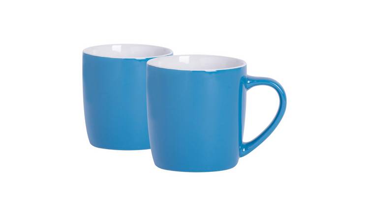 Argon Tableware Coloured Coffee Mugs - 350ml - Blue - Pack of 2