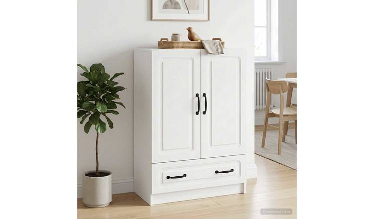 Walplus 1 Drawer Rectangular Sideboard 2 Door - White - 66 x 34.5 x 92 cm