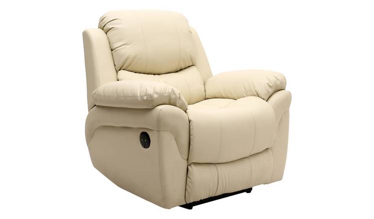 Furniture Online Madison Electric Bonded Leather Recliner Chair - Cream