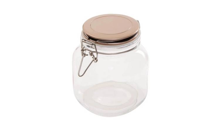 Orsina Luca Square 1050ml Glass Jar With Champagne Lid